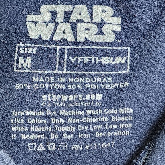 Star Wars Hoodie Medium Navy Fifth Sun Front & Arm Graphics Pullover - Picture 2 of 12